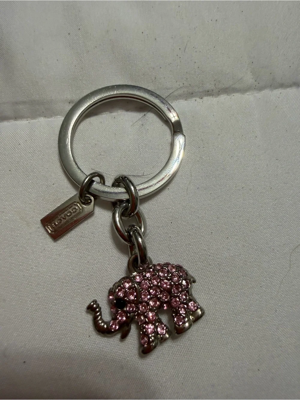 COACH NWOT 3D Pave Elephant pink rhinestone keychain/bag charm- RARE
